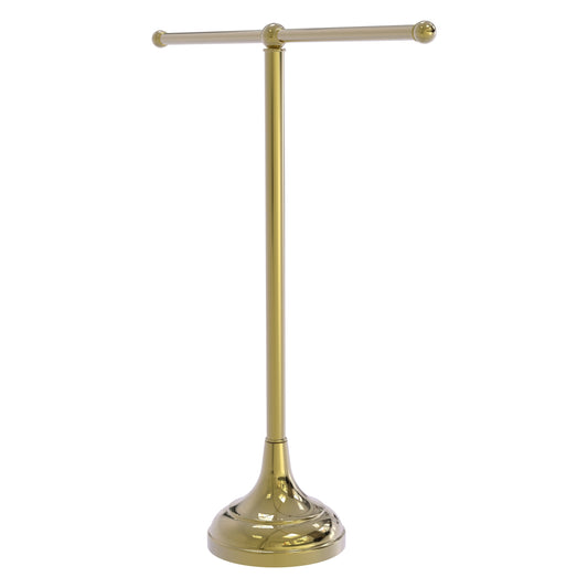 Allied Brass TB-10-UNL 2-Arm Unlacquered Brass Freestanding Vanity Top Guest Towel Holder