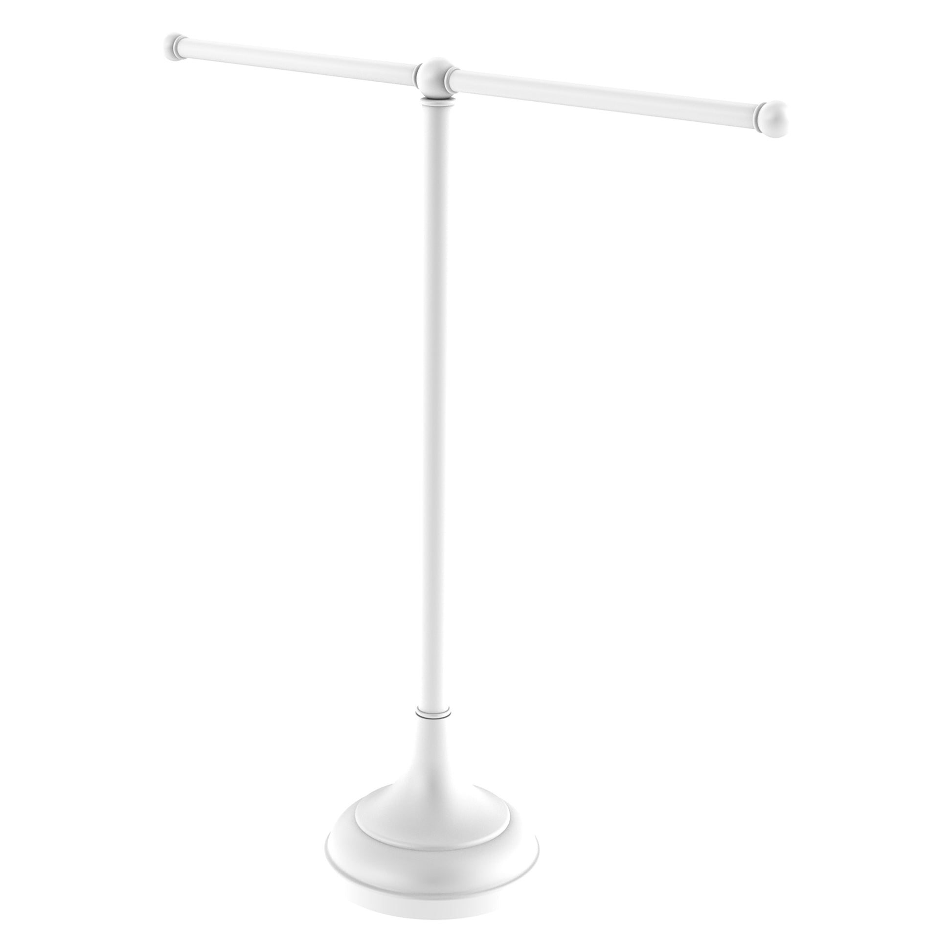 Allied Brass TB-10-WHM 2-Arm Matte White Freestanding Vanity Top Guest Towel Holder