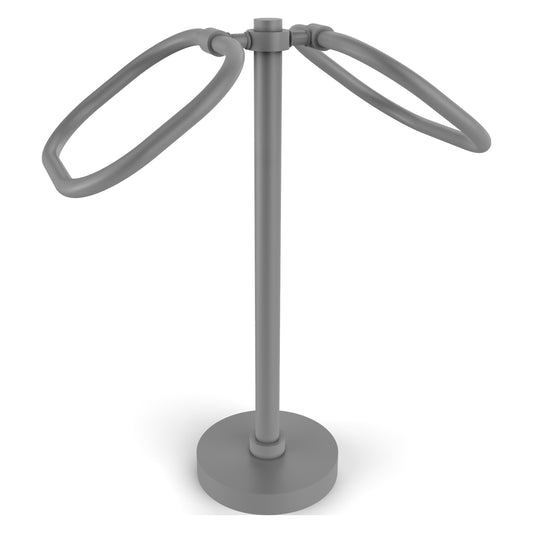 Allied Brass TB-20-GYM 2-Ring Matte Gray Oval Guest Towel Holder