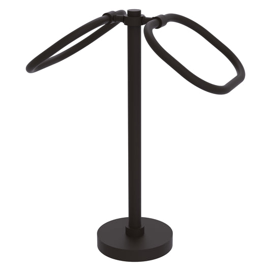 Allied Brass TB-20-ORB 2-Ring Oil Rubbed Bronze Oval Guest Towel Holder