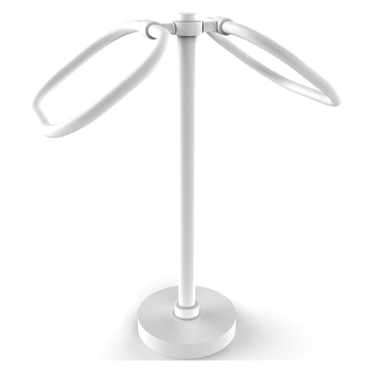 Allied Brass TB-20-WHM 2-Ring Matte White Oval Guest Towel Holder