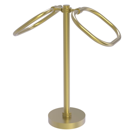 Allied Brass TB-20D-SBR 2-Ring Satin Brass Oval Guest Towel Holder