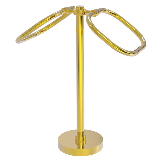 Allied Brass TB-20G-PB 2-Ring Polished Brass Oval Guest Towel Holder