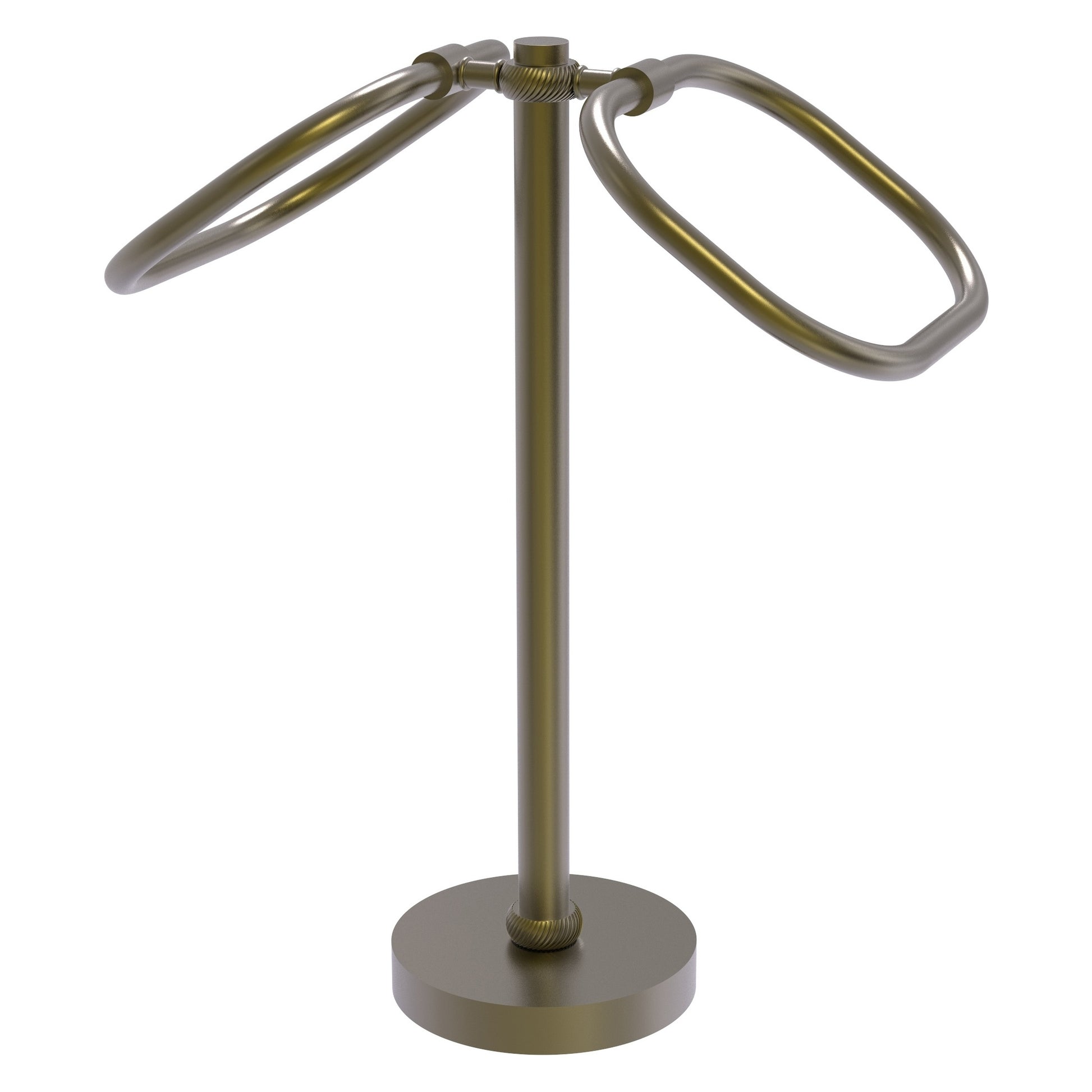 Allied Brass TB-20T-ABR 2-Ring Antique Brass Oval Guest Towel Holder