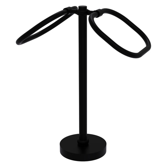 Allied Brass TB-20T-BKM 2-Ring Matte Black Oval Guest Towel Holder