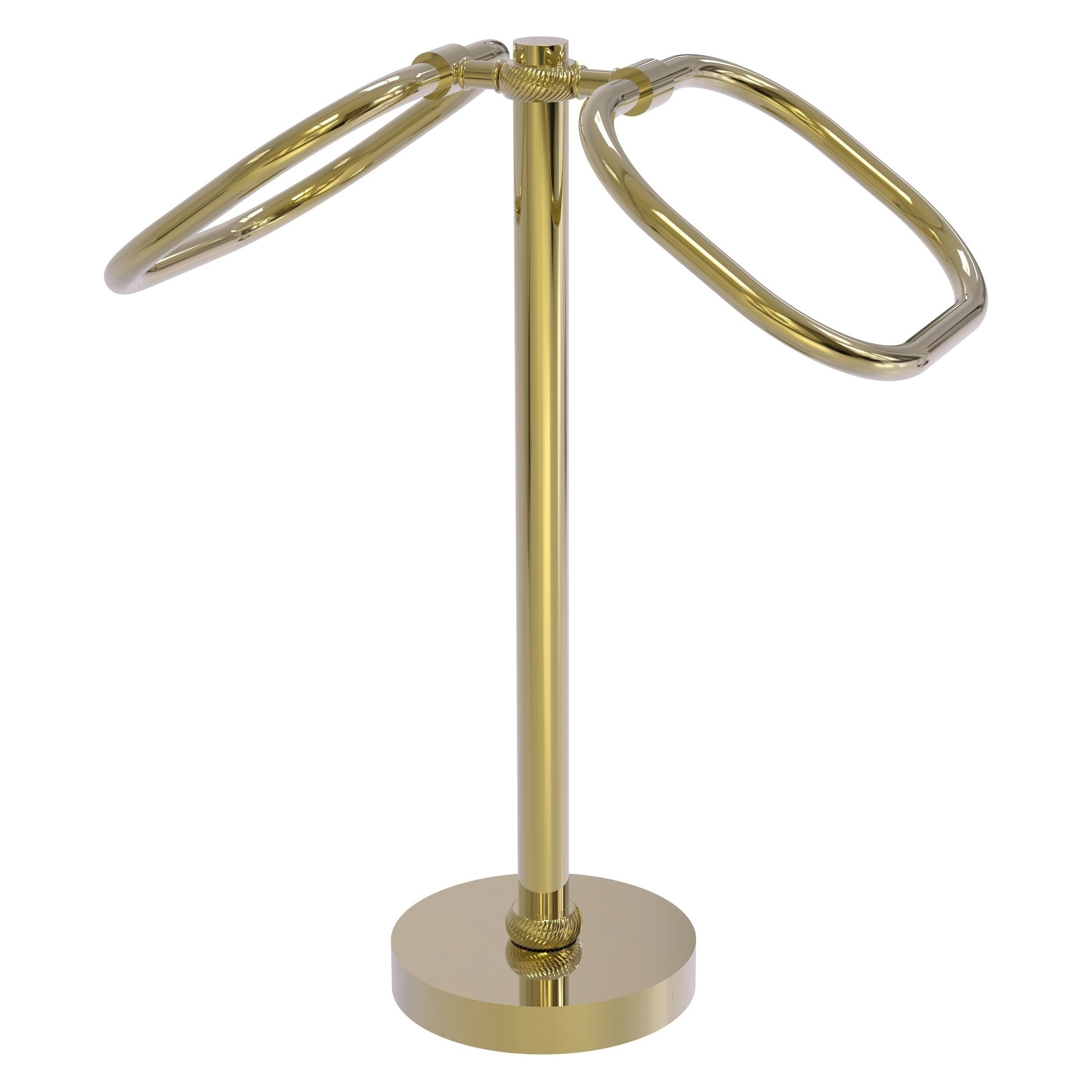 Allied Brass TB-20T-UNL 2-Ring Unlacquered Brass Oval Guest Towel Holder