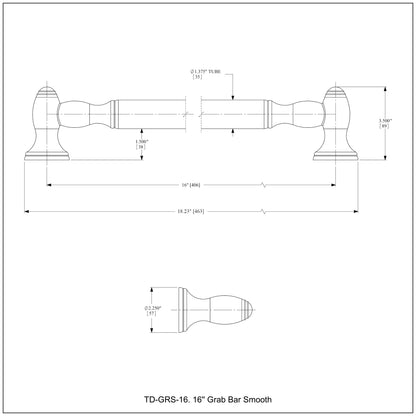 Allied Brass TD-GRS-16-GYM 16" Matte Gray Smooth Grab Bar