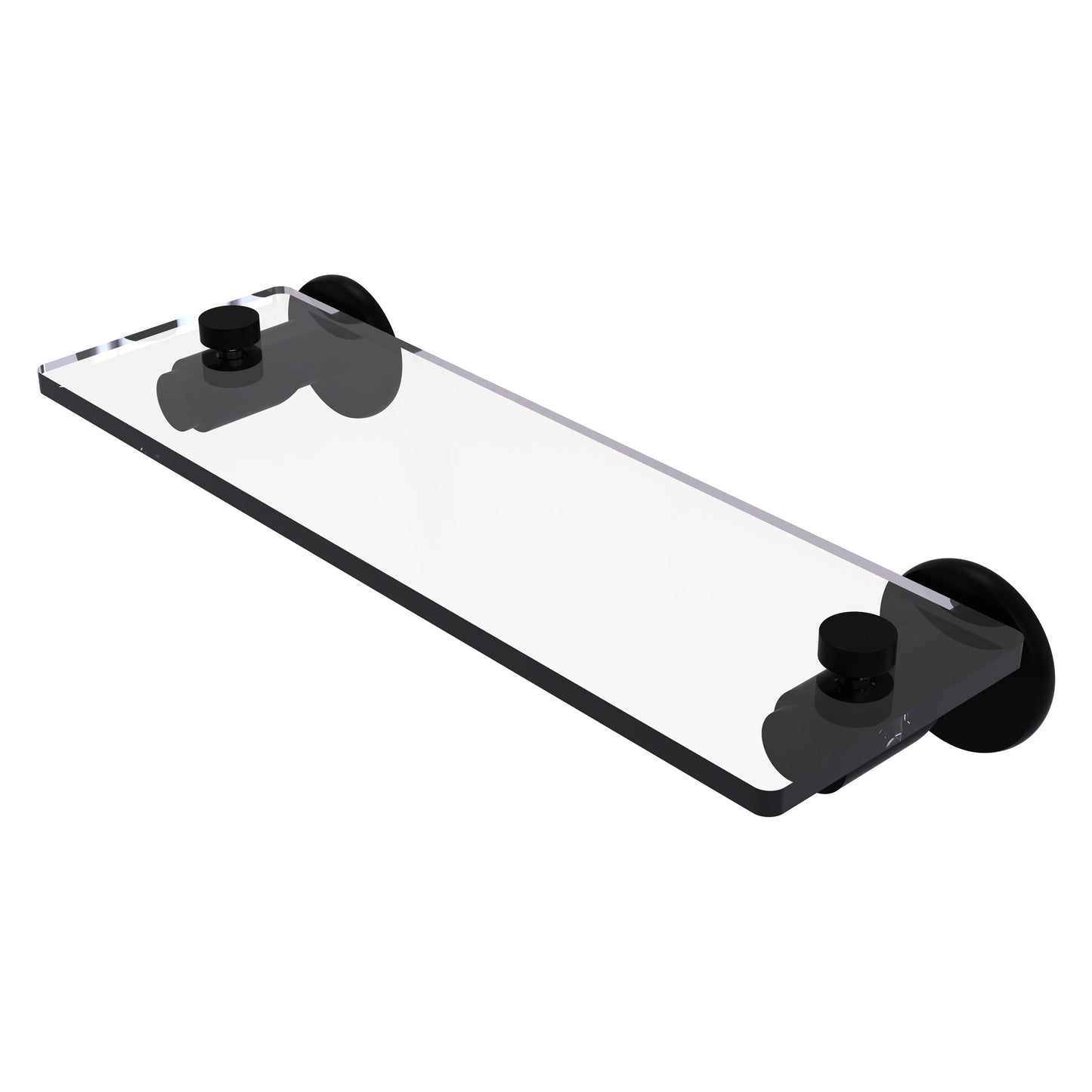 Allied Brass TR-1/16-BKM Tribecca 16" Matte Black Glass Vanity Shelf With Beveled Edges