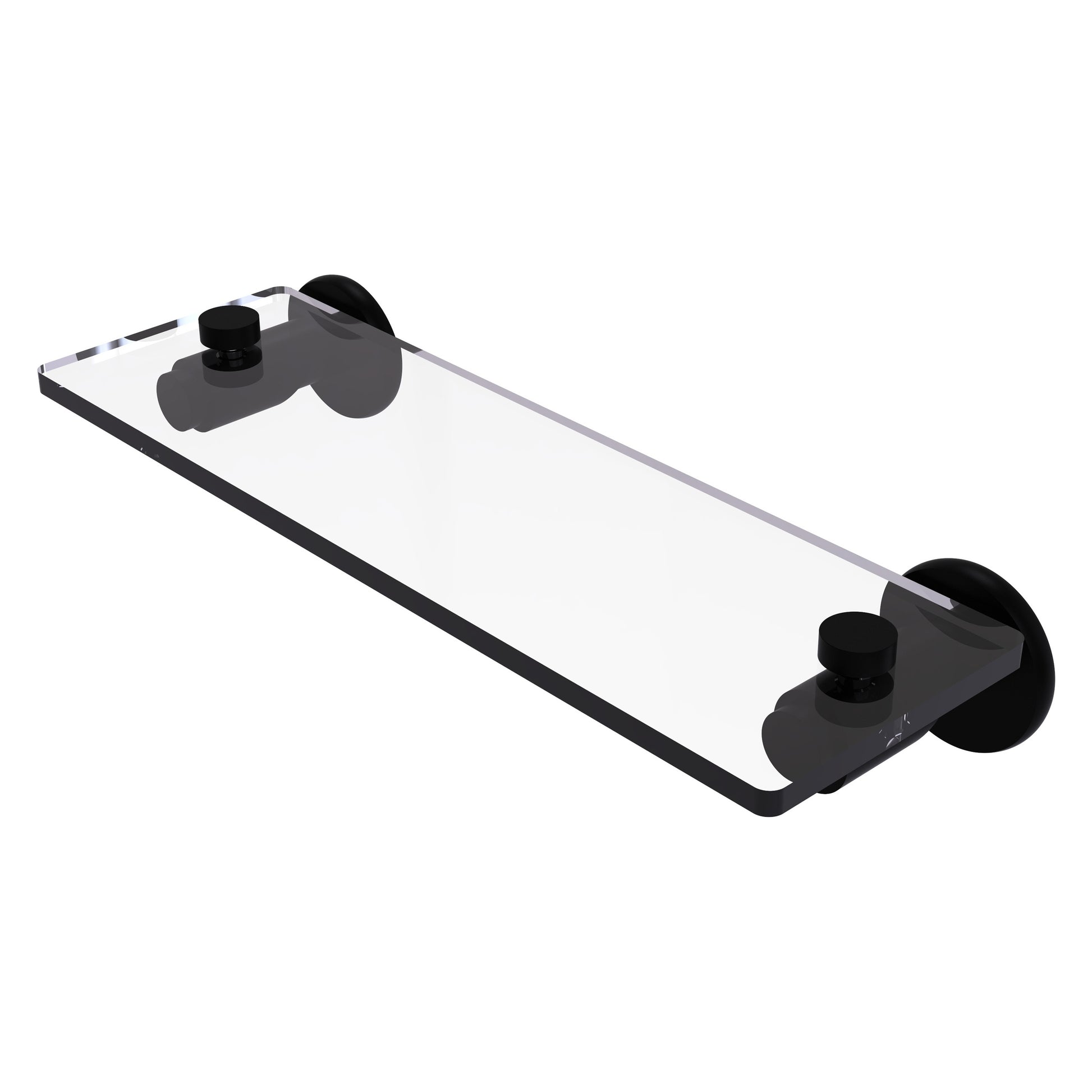 Allied Brass TR-1/16-BKM Tribecca 16" Matte Black Glass Vanity Shelf With Beveled Edges