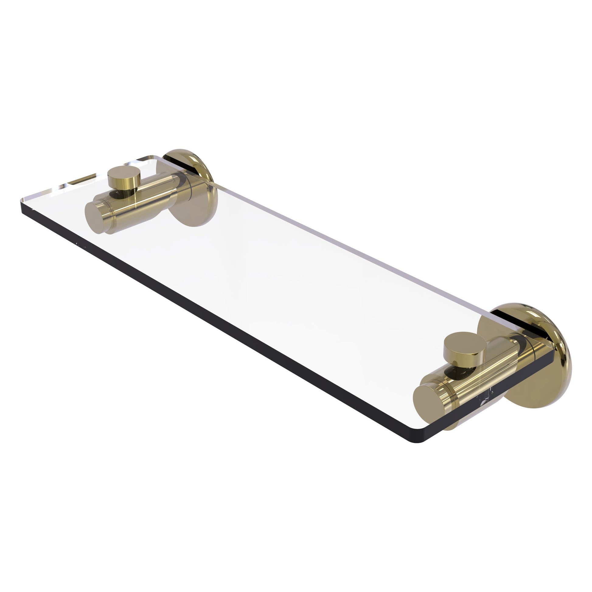 Allied Brass TR-1/16-UNL Tribecca 16" Unlacquered Brass Glass Vanity Shelf With Beveled Edges
