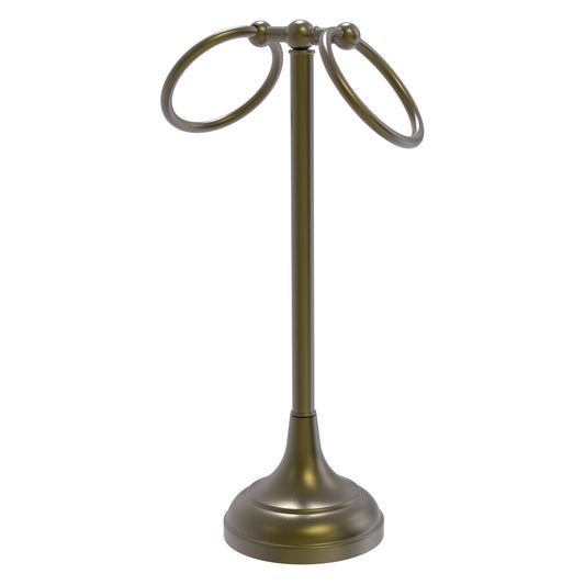 Allied Brass TR-12-ABR Tribecca 2-Ring Antique Brass Vanity Top Guest Towel Holder