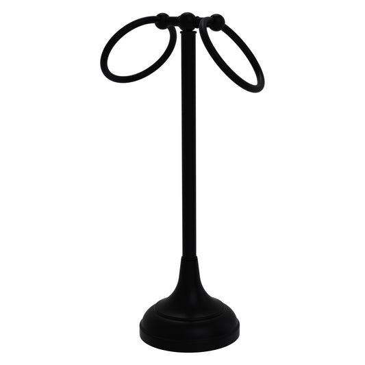 Allied Brass TR-12-BKM Tribecca 2-Ring Matte Black Vanity Top Guest Towel Holder