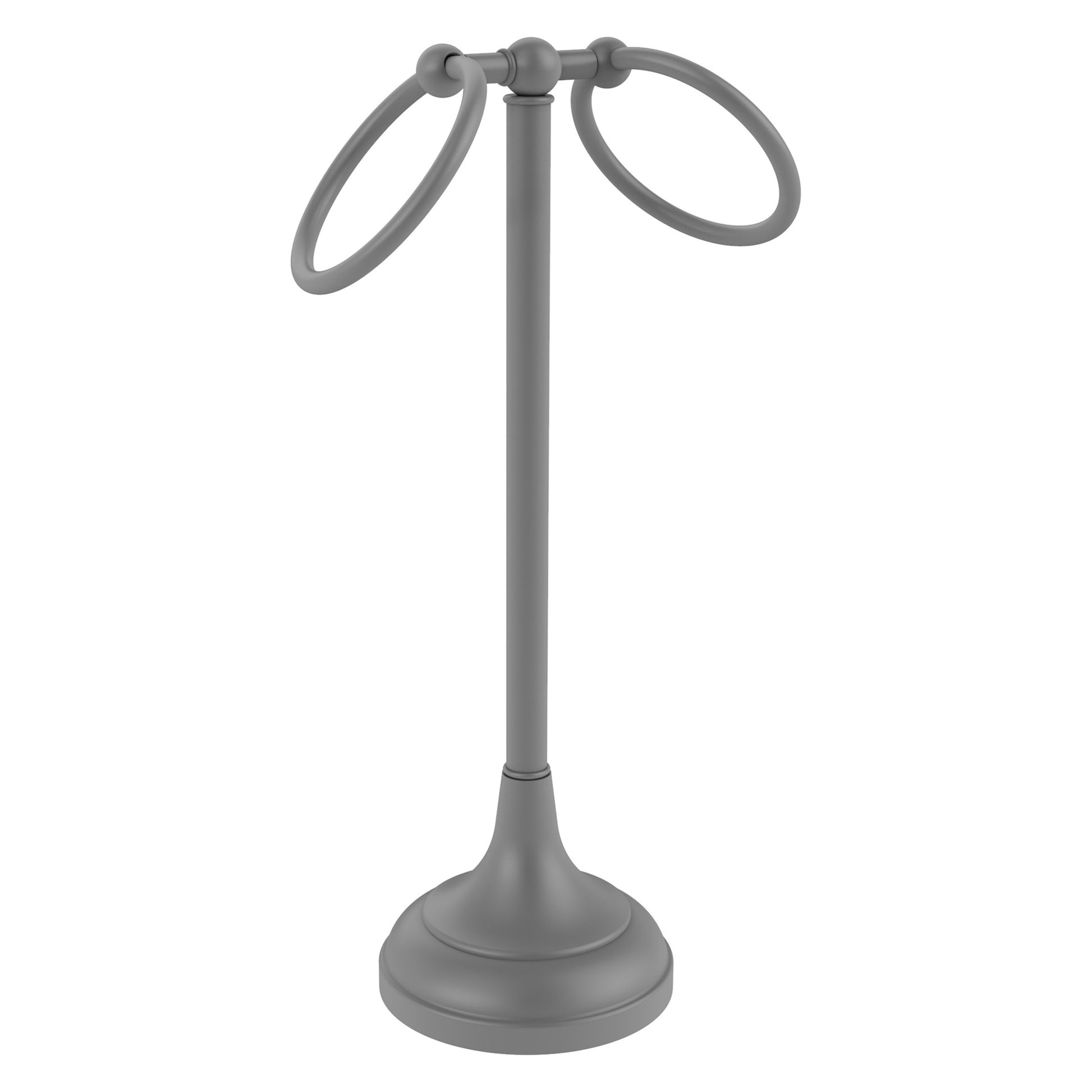 Allied Brass TR-12-GYM Tribecca 2-Ring Matte Gray Vanity Top Guest Towel Holder