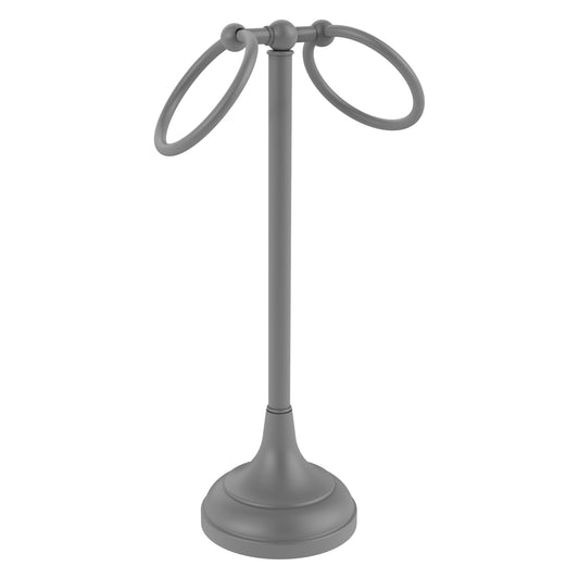 Allied Brass TR-12-GYM Tribecca 2-Ring Matte Gray Vanity Top Guest Towel Holder