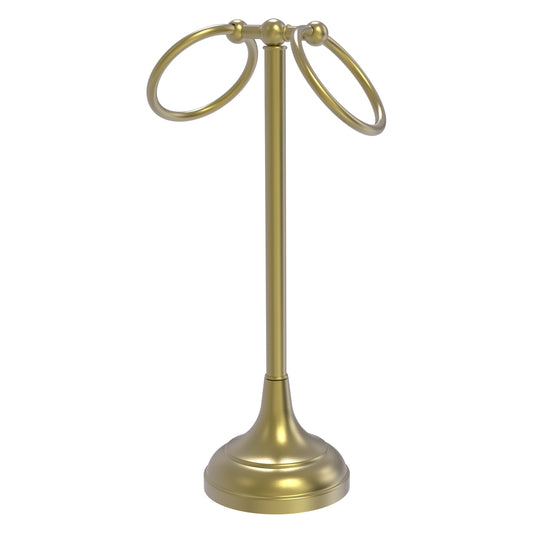 Allied Brass TR-12-SBR Tribecca 2-Ring Satin Brass Vanity Top Guest Towel Holder