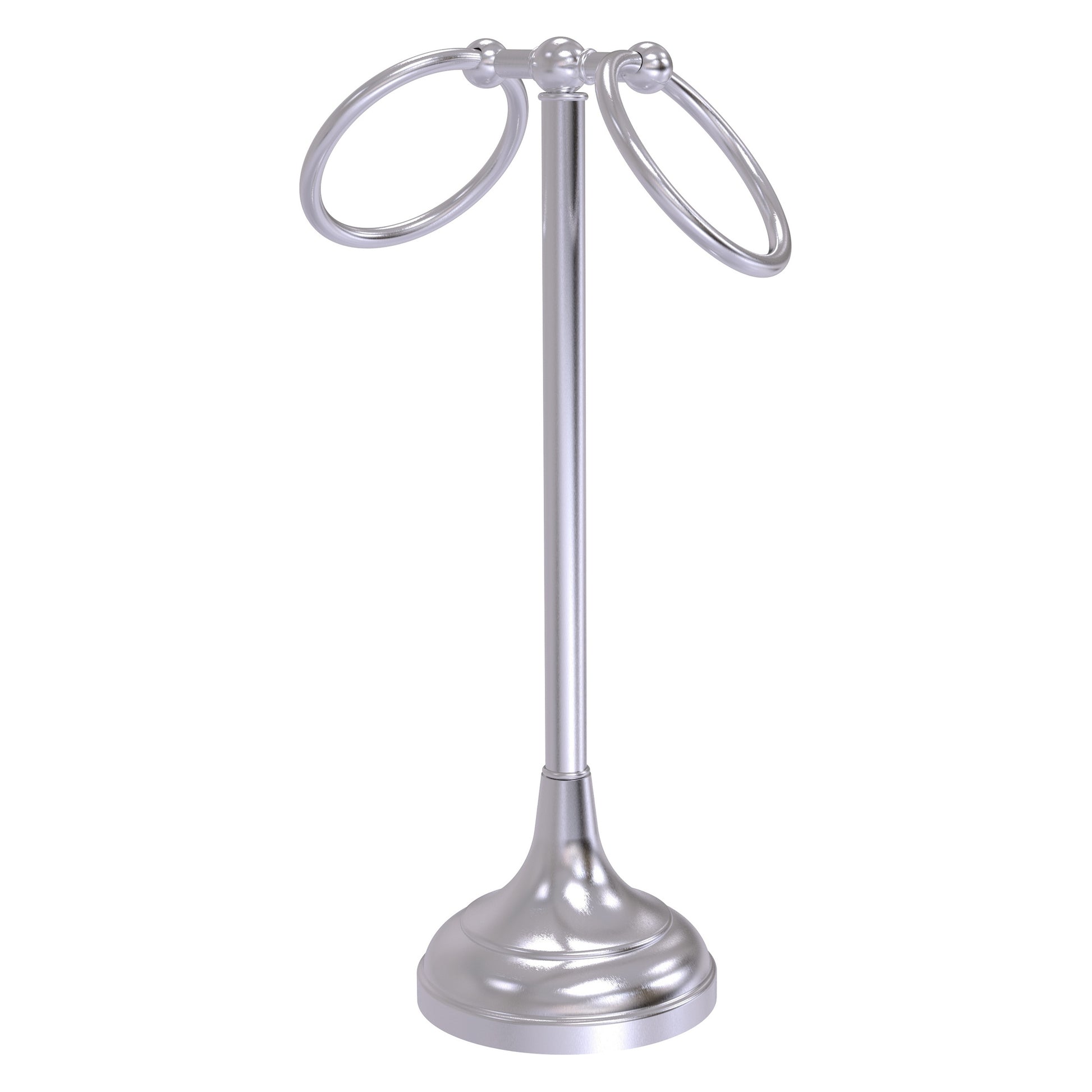 Allied Brass TR-12-SCH Tribecca 2-Ring Satin Chrome Vanity Top Guest Towel Holder