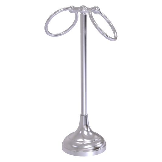 Allied Brass TR-12-SCH Tribecca 2-Ring Satin Chrome Vanity Top Guest Towel Holder