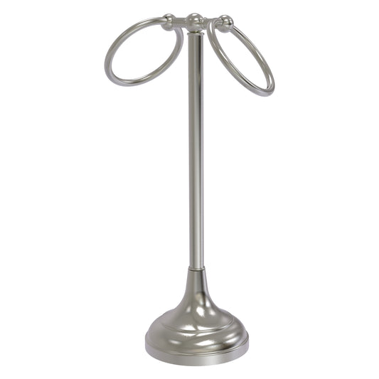 Allied Brass TR-12-SN Tribecca 2-Ring Satin Nickel Vanity Top Guest Towel Holder