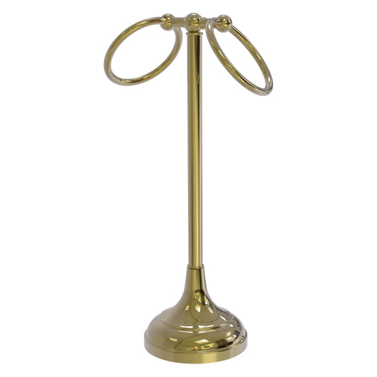 Allied Brass TR-12-UNL Tribecca 2-Ring Unlacquered Brass Vanity Top Guest Towel Holder