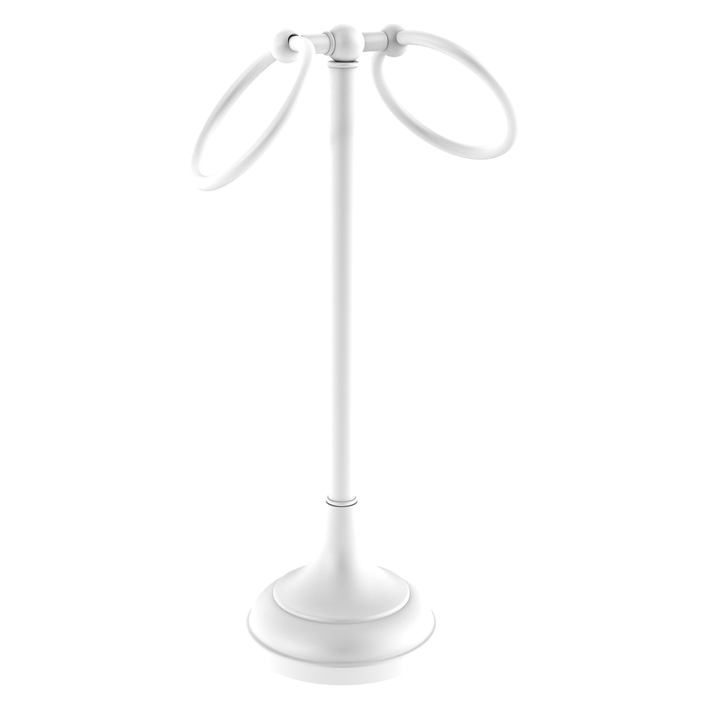 Allied Brass TR-12-WHM Tribecca 2-Ring Matte White Vanity Top Guest Towel Holder