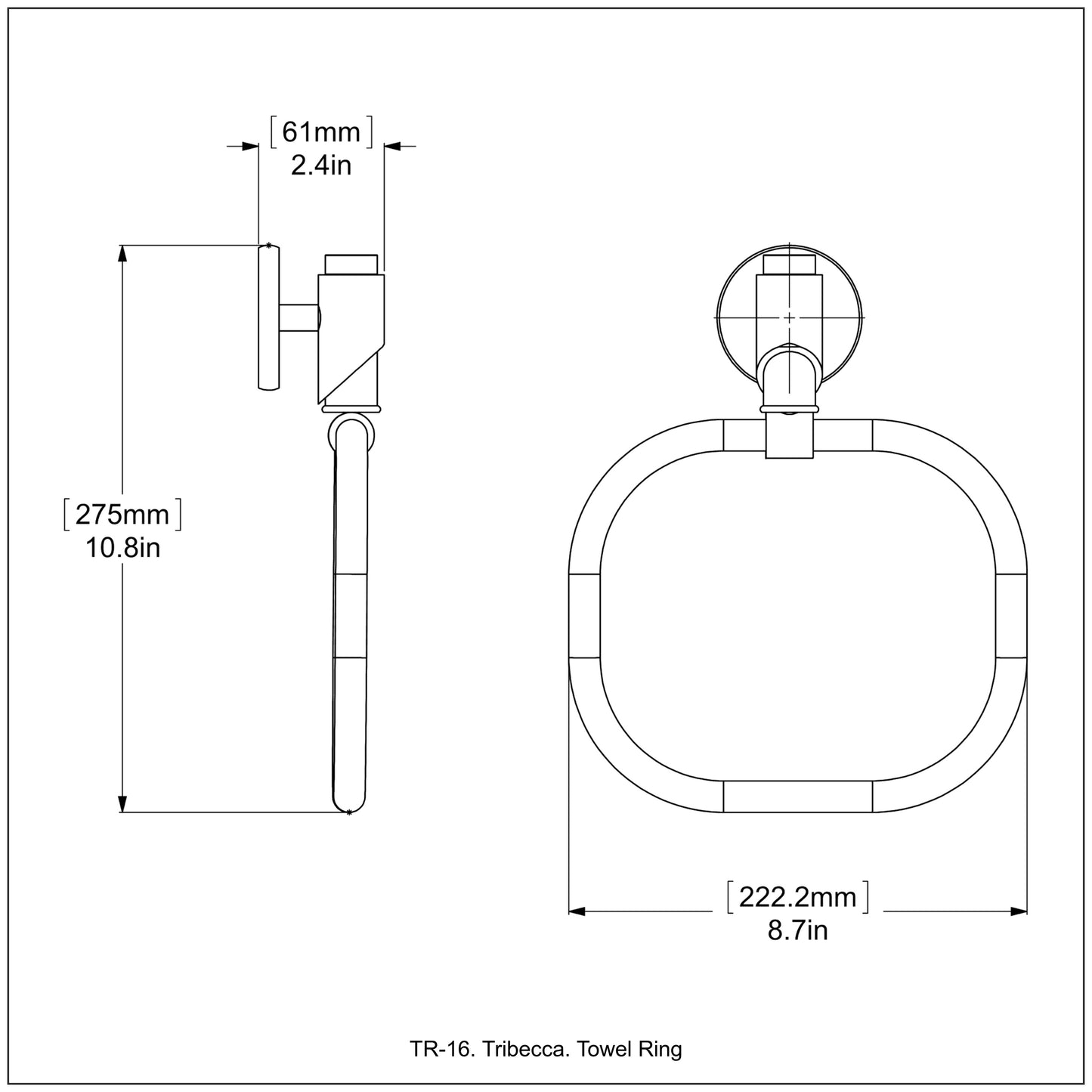Allied Brass TR-16-GYM Tribecca Matte Gray Towel Ring
