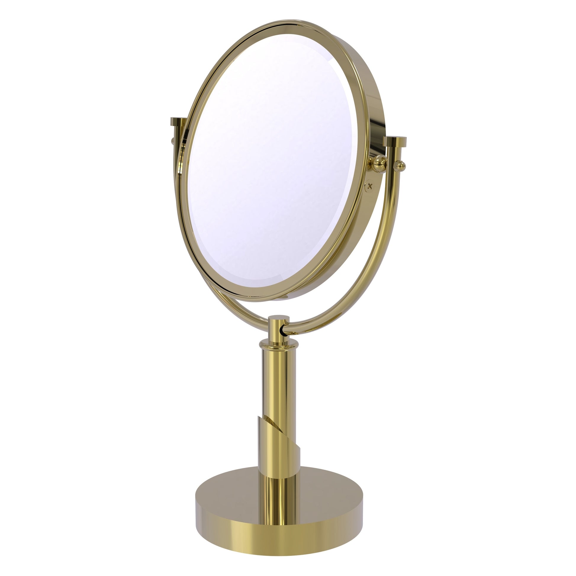Allied Brass TR-4/2X-UNL Tribecca 8" Unlacquered Brass Vanity Top Make-Up Mirror With 2X Magnification
