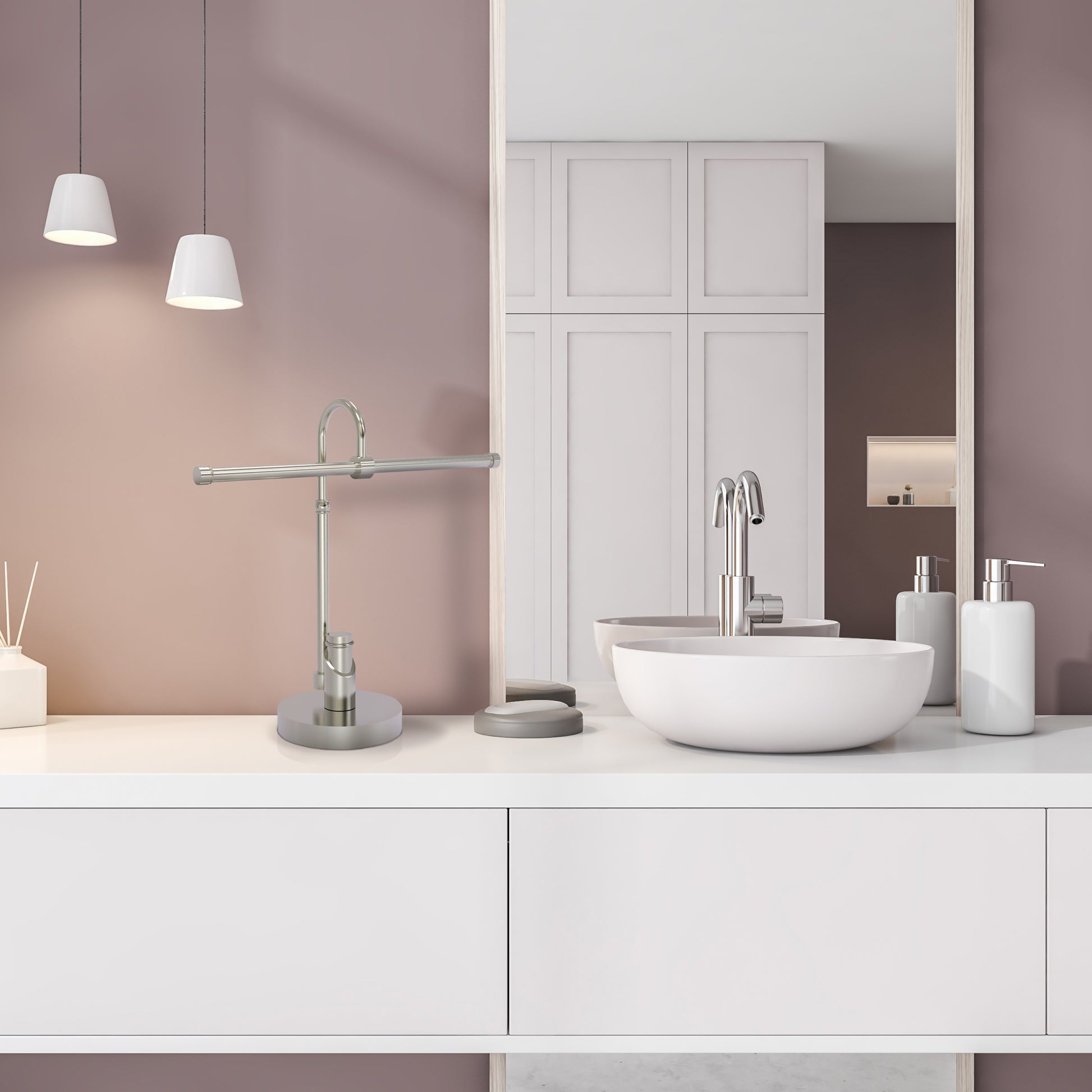 Allied Brass TR-52-SN Tribecca 2-Arm Satin Nickel Guest Towel Holder