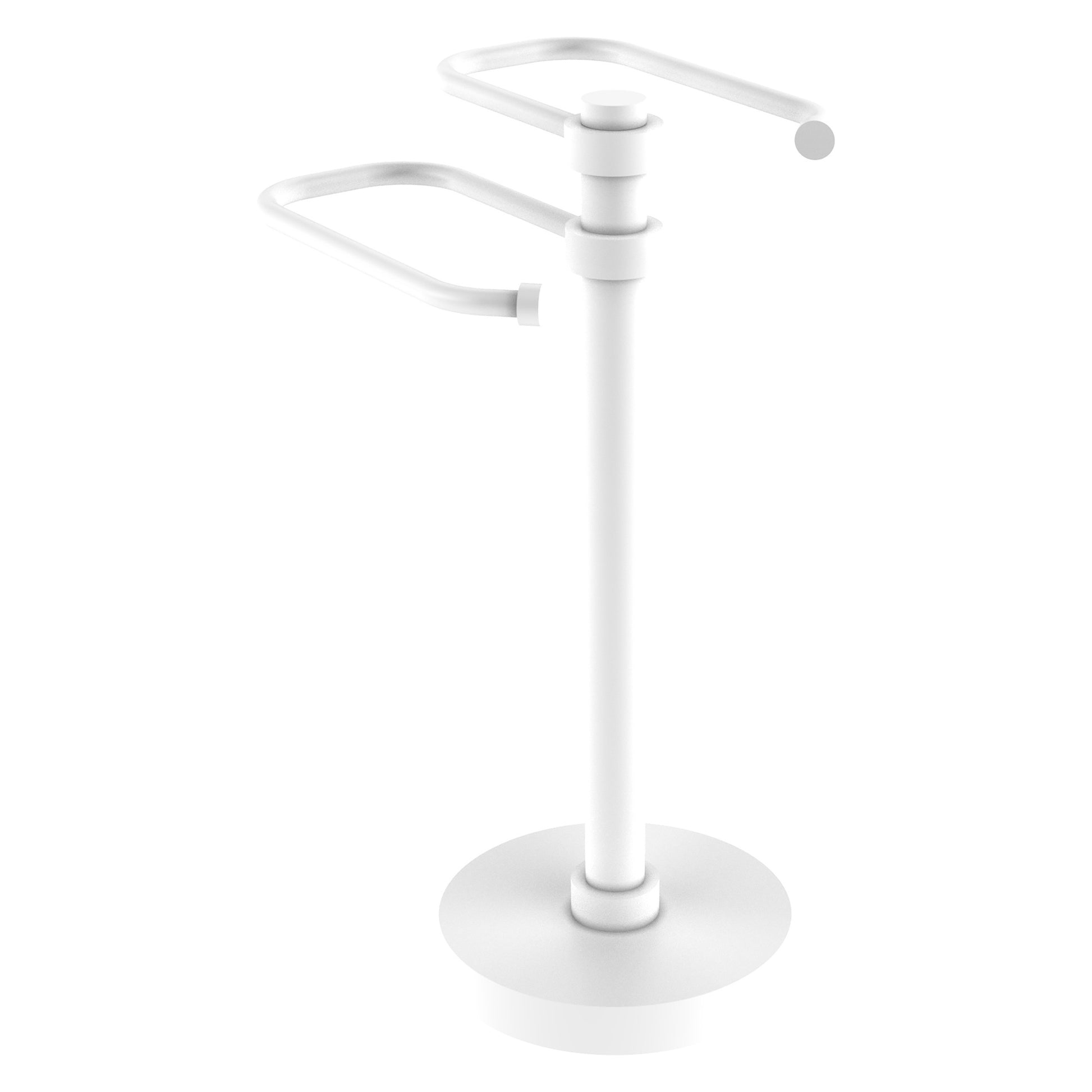 Allied Brass TS-15-WHM 2-Arm Matte White Freestanding Guest Towel Holder
