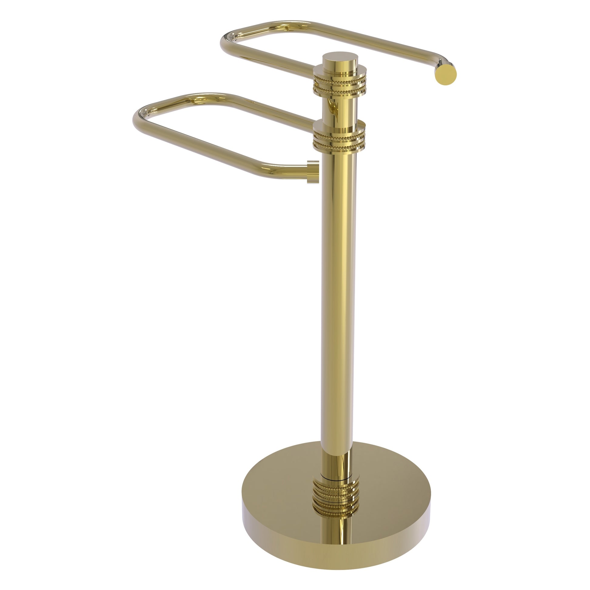 Allied Brass TS-15D-UNL 2-Arm Unlacquered Brass Freestanding Guest Towel Holder