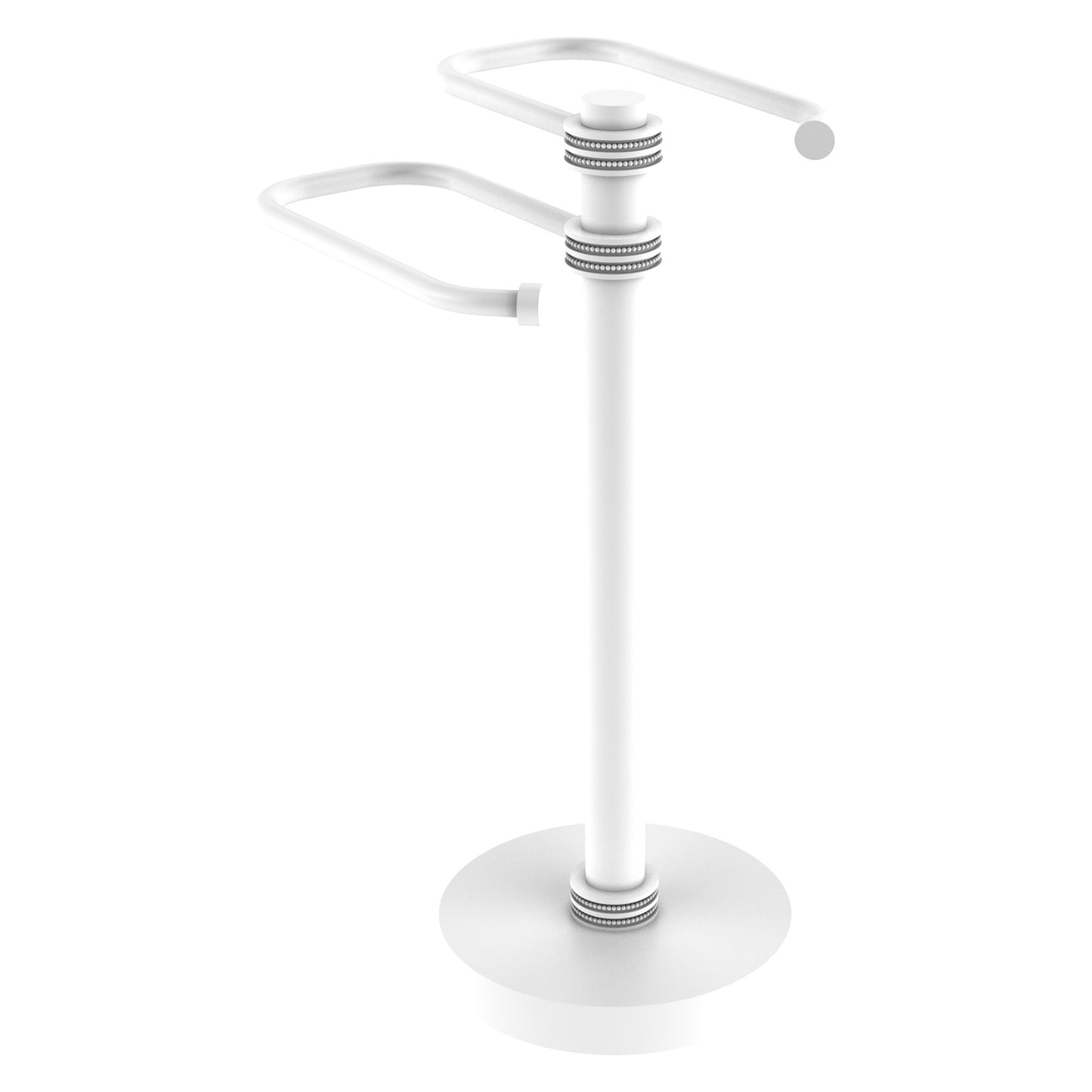Allied Brass TS-15D-WHM 2-Arm Matte White Freestanding Guest Towel Holder