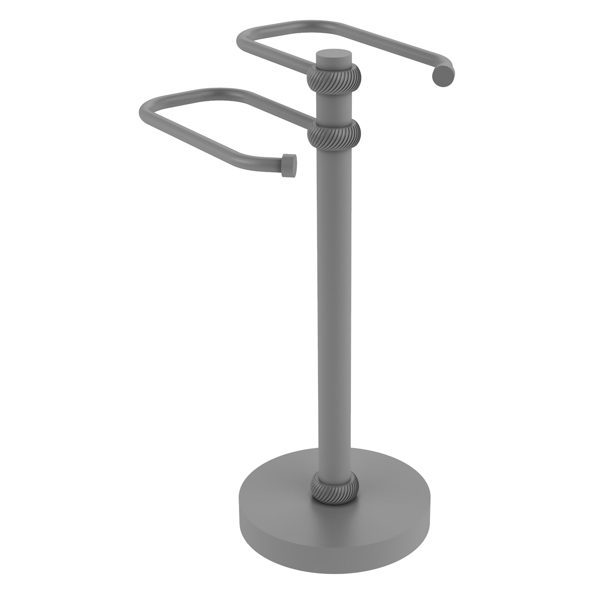 Allied Brass TS-15T-GYM 2-Arm Matte Gray Freestanding Guest Towel Holder