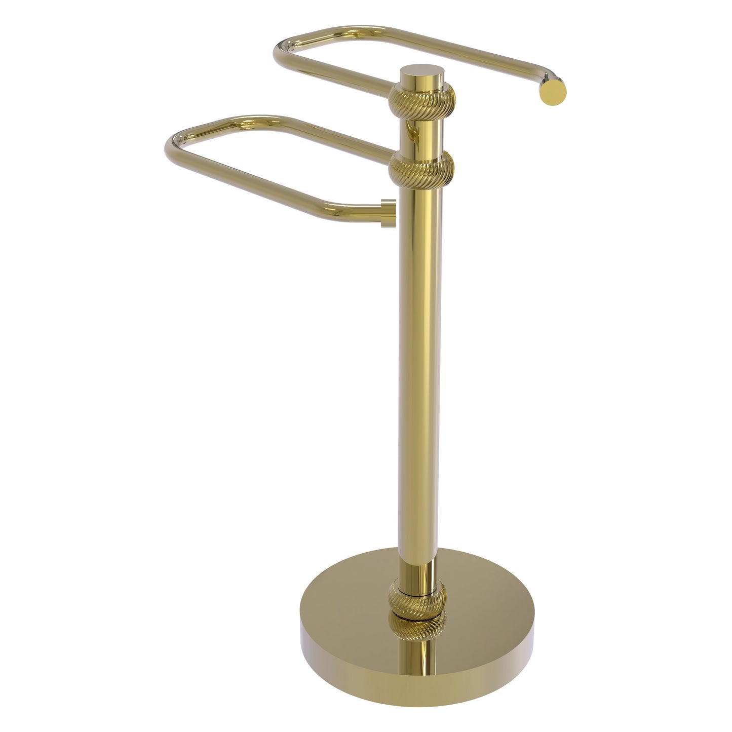 Allied Brass TS-15T-UNL 2-Arm Unlacquered Brass Freestanding Guest Towel Holder