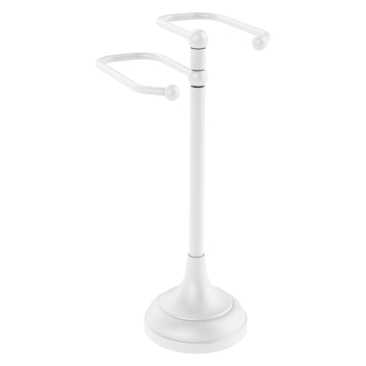 Allied Brass TS-16-WHM 2-Arm Matte White Freestanding Guest Towel Holder
