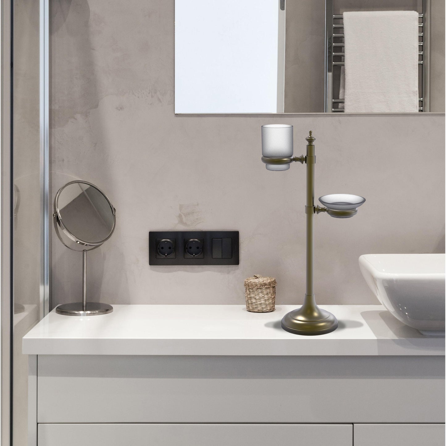 Allied Brass TS-23-ABR Antique Brass Vanity Top Multi-Accessory Ring Stand