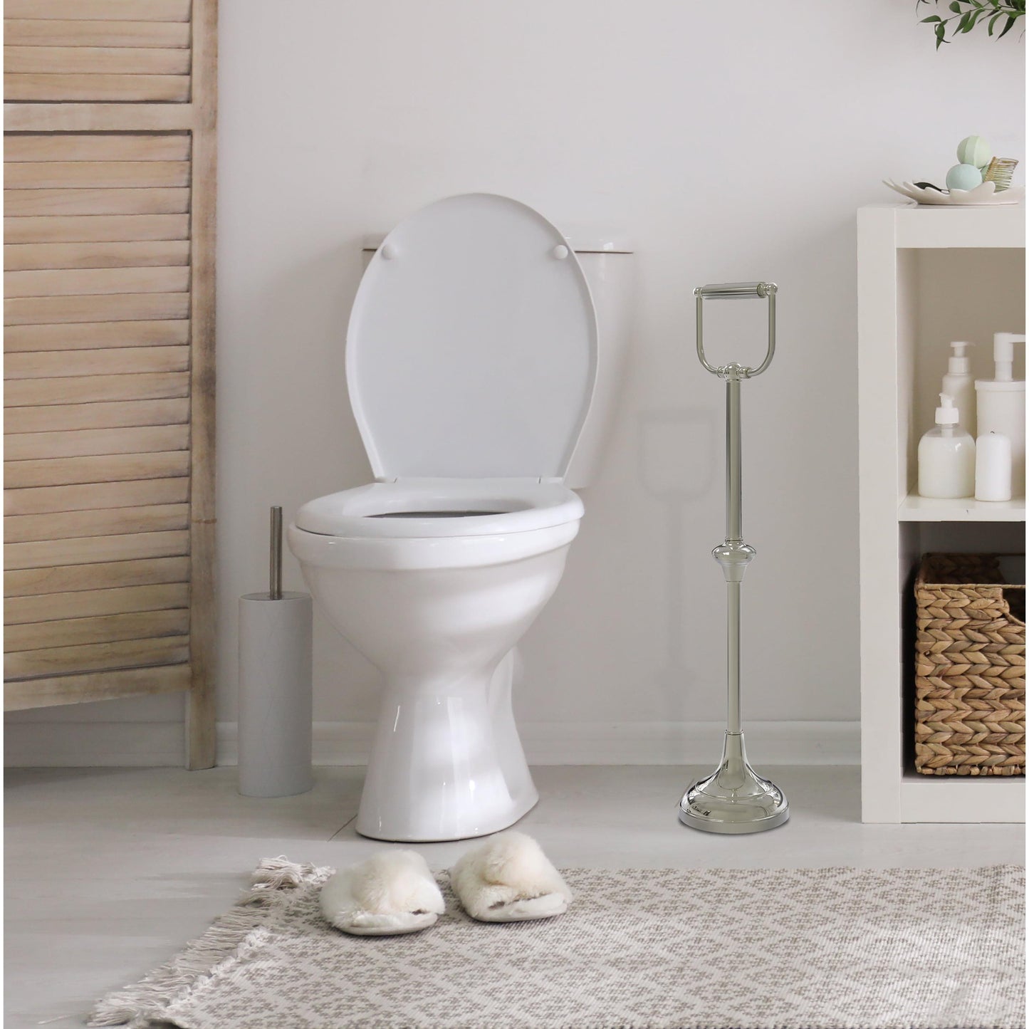 Allied Brass TS-24C-PNI Polished Nickel Freestanding Toilet Tissue Holder