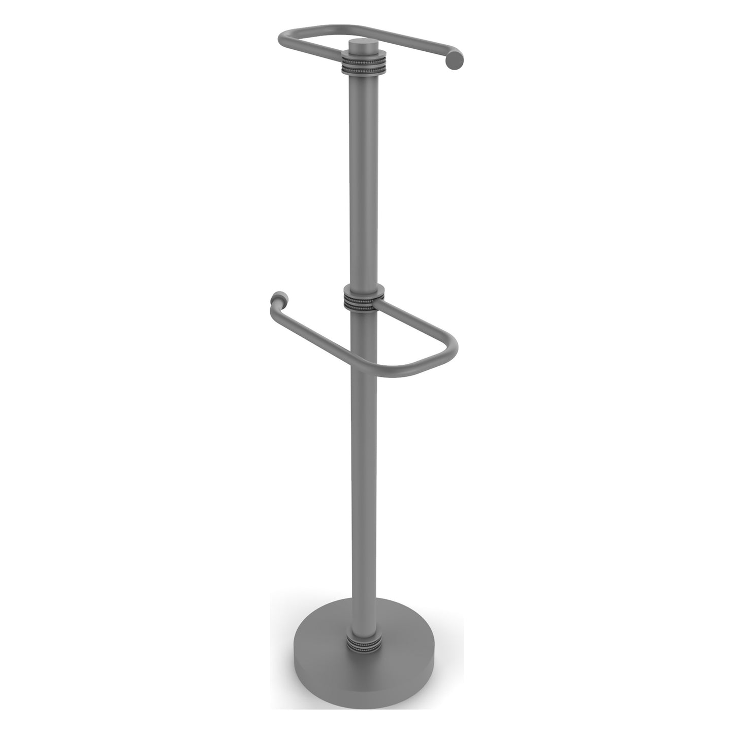 Allied Brass TS-26D-GYM 2-Roll Matte Gray Freestanding Toilet Tissue Holder