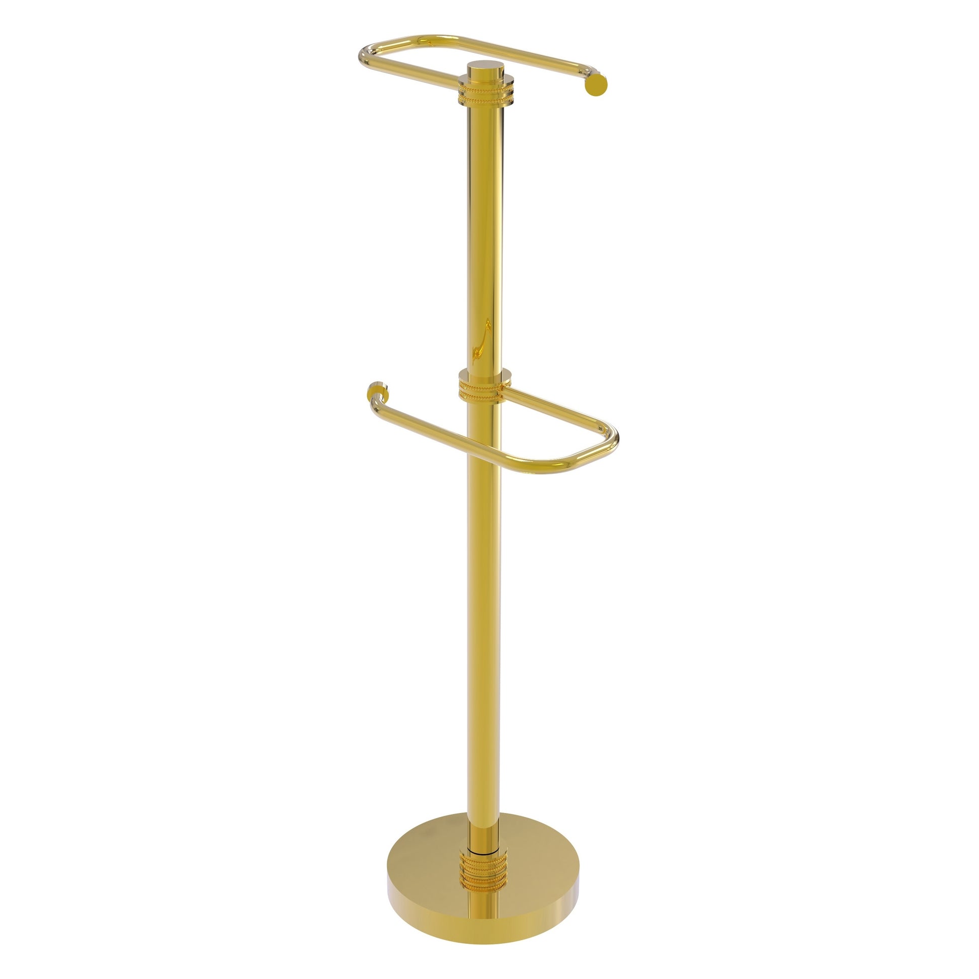 Allied Brass TS-26D-PB 2-Roll Polished Brass Freestanding Toilet Tissue Holder