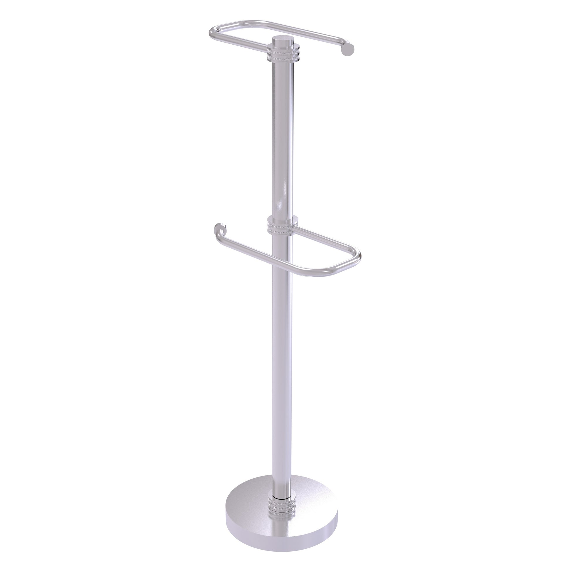 Allied Brass TS-26D-SCH 2-Roll Satin Chrome Freestanding Toilet Tissue Holder