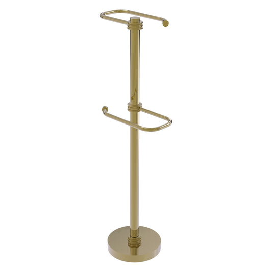 Allied Brass TS-26D-UNL 2-Roll Unlacquered Brass Freestanding Toilet Tissue Holder