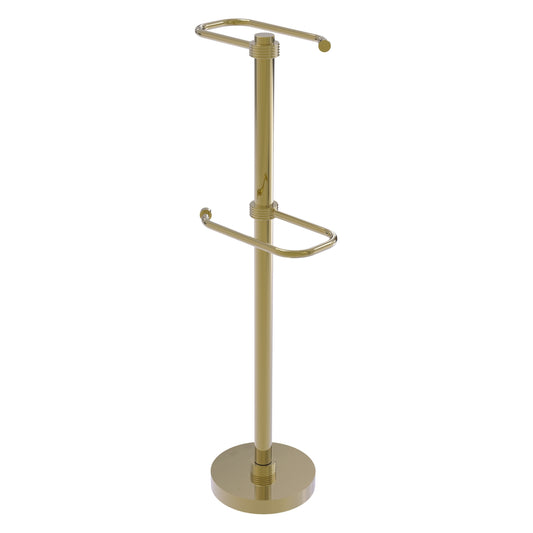 Allied Brass TS-26G-UNL 2-Roll Unlacquered Brass Freestanding Toilet Tissue Holder