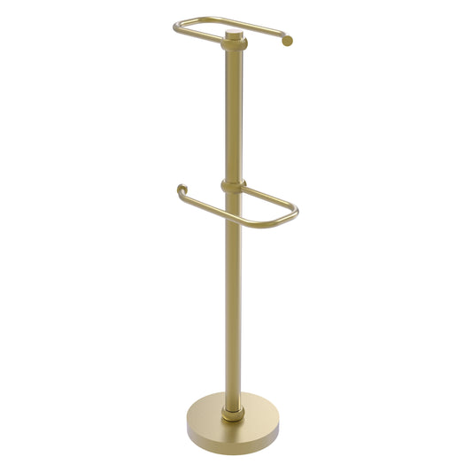 Allied Brass TS-26T-SBR 2-Roll Satin Brass Freestanding Toilet Tissue Holder