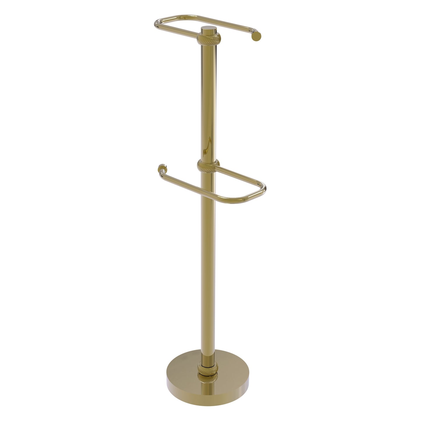 Allied Brass TS-26T-UNL 2-Roll Unlacquered Brass Freestanding Toilet Tissue Holder