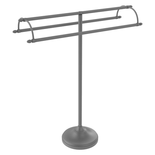 Allied Brass TS-30-GYM 2-Arm Matte Gray Freestanding Towel Holder