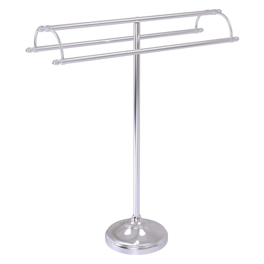 Allied Brass TS-30-SCH 2-Arm Satin Chrome Freestanding Towel Holder