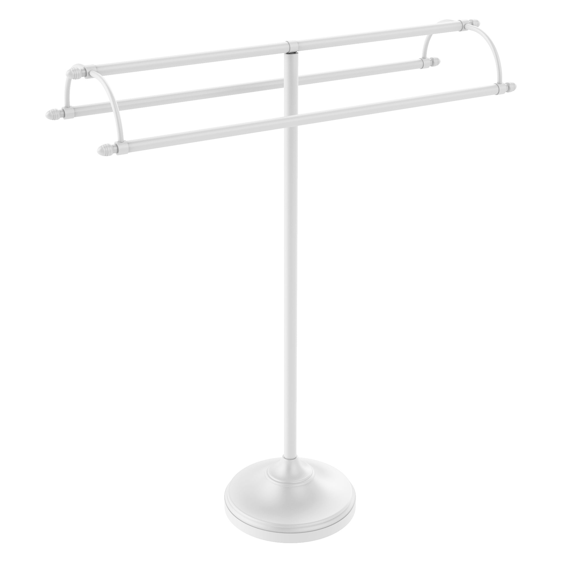 Allied Brass TS-30-WHM 2-Arm Matte White Freestanding Towel Holder