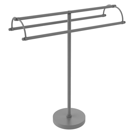Allied Brass TS-31-GYM 2-Arm Matte Gray Freestanding Towel Holder
