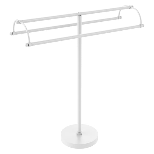 Allied Brass TS-31-WHM 2-Arm Matte White Freestanding Towel Holder