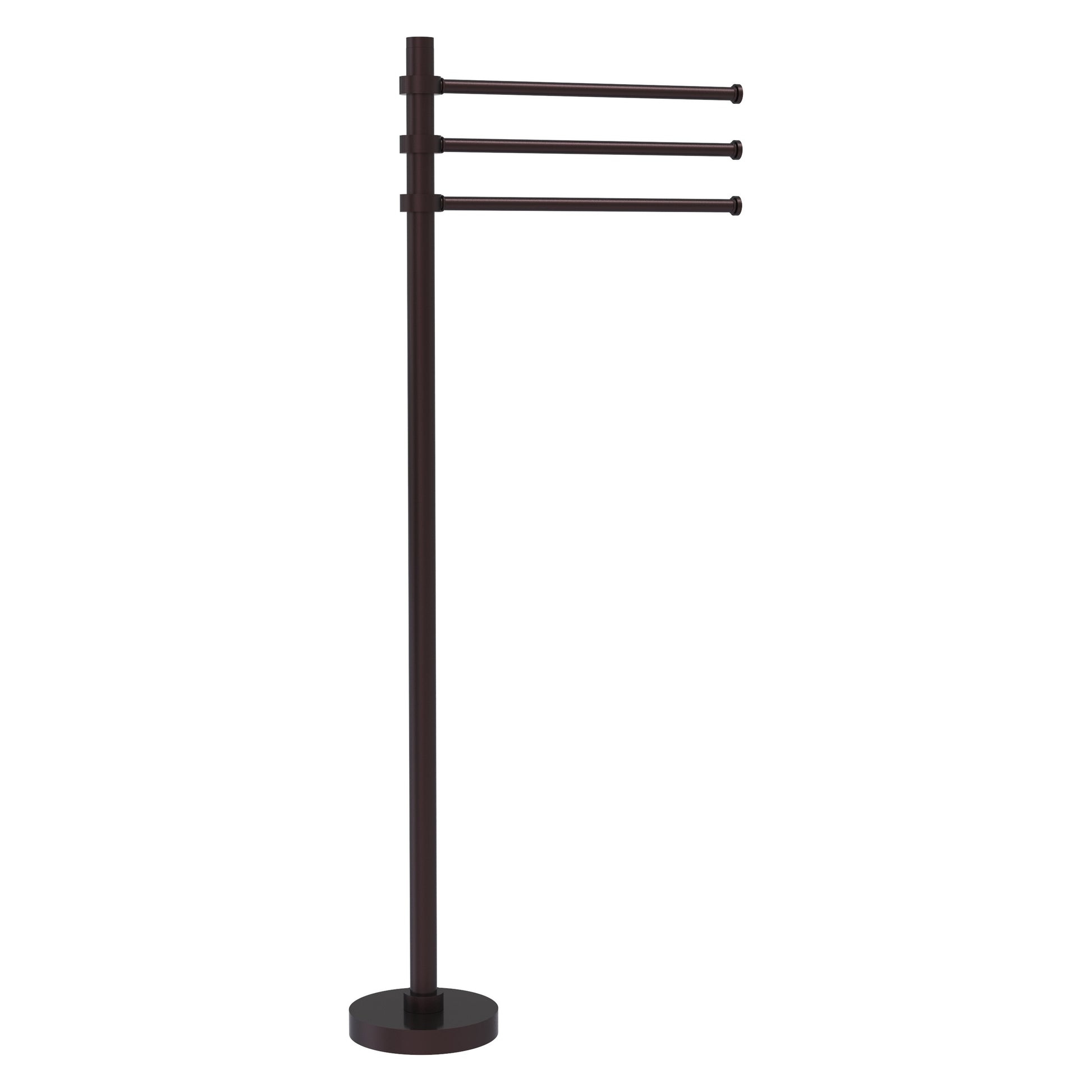 Allied Brass TS-45-ABZ 39" Antique Bronze Freestanding Towel Holder With 3 Pivoting 12 Inch Arms