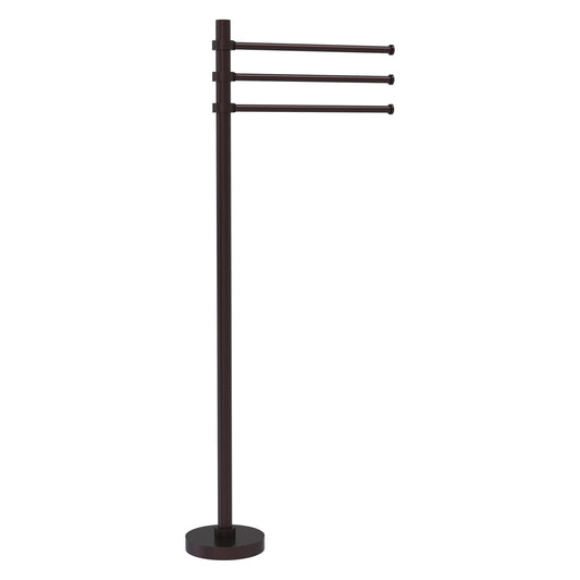Allied Brass TS-45-ABZ 39" Antique Bronze Freestanding Towel Holder With 3 Pivoting 12 Inch Arms