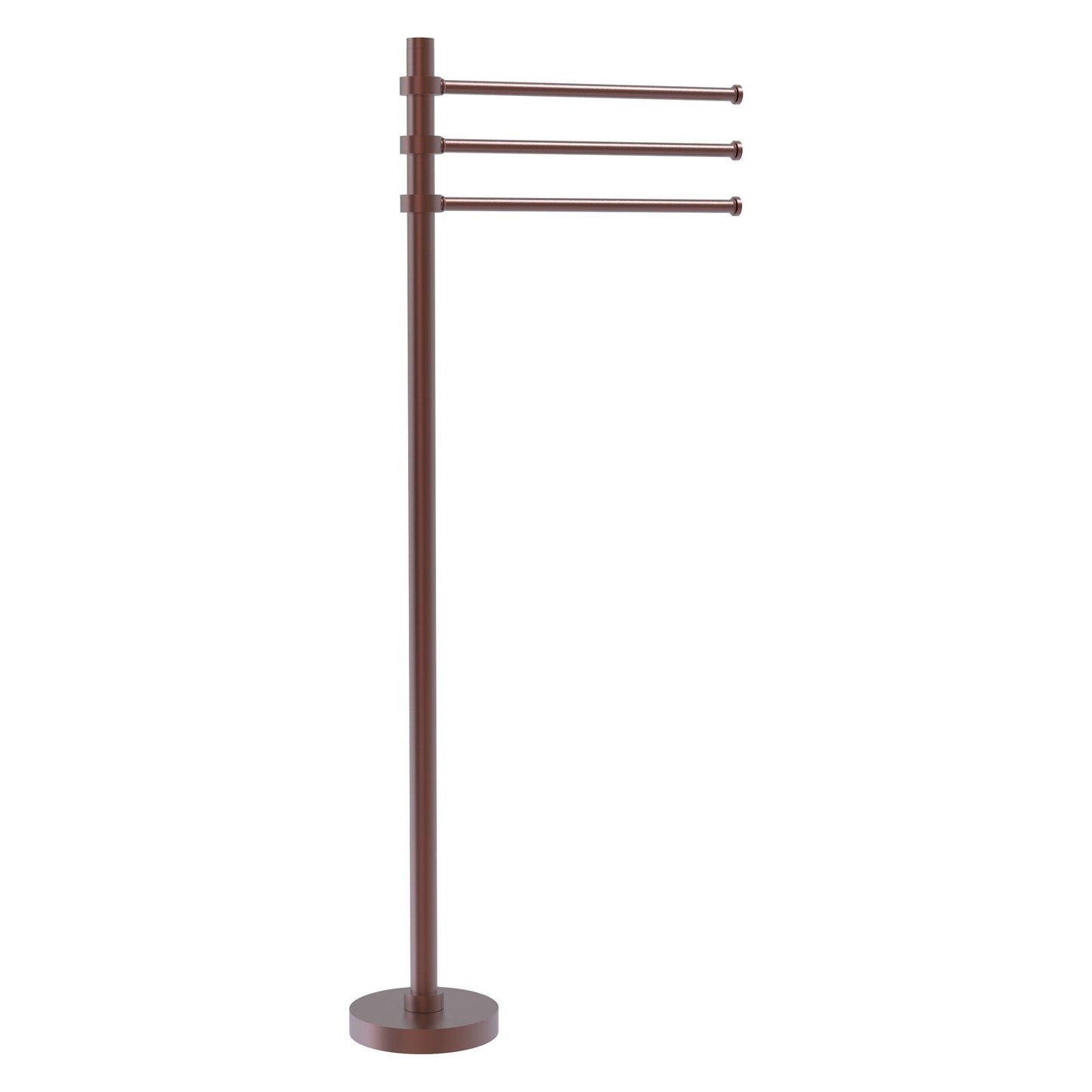 Allied Brass TS-45-CA 39" Antique Copper Freestanding Towel Holder With 3 Pivoting 12 Inch Arms